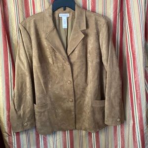 Elisabeth Camel Tan fully lined Suede Jacket size 18 W